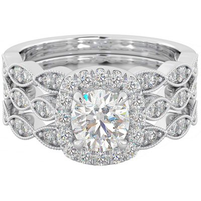 dente de Diamond Engagement Ring Set Claw do halo de 51pcs 0.51CT que ajusta o tipo