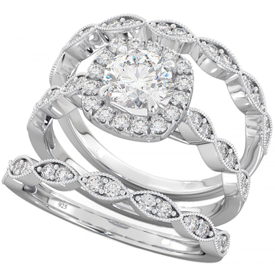 dente de Diamond Engagement Ring Set Claw do halo de 51pcs 0.51CT que ajusta o tipo