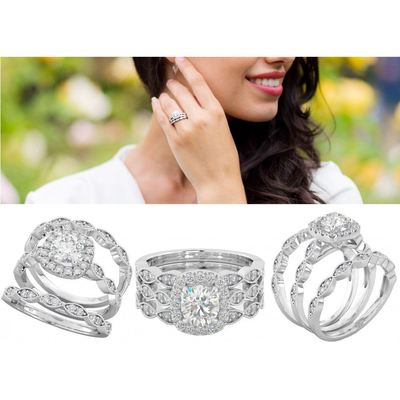 dente de Diamond Engagement Ring Set Claw do halo de 51pcs 0.51CT que ajusta o tipo