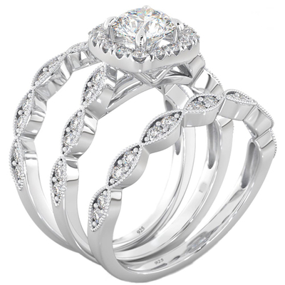 dente de Diamond Engagement Ring Set Claw do halo de 51pcs 0.51CT que ajusta o tipo