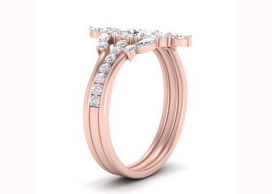 Anéis de SI1 0.62CT Rose Gold Double Halo Engagement para nupcial