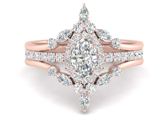 Anéis de SI1 0.62CT Rose Gold Double Halo Engagement para nupcial