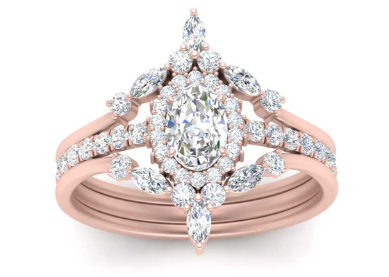 Anéis de SI1 0.62CT Rose Gold Double Halo Engagement para nupcial