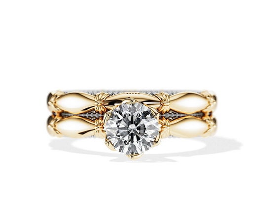 ODM material do ouro de Diamond Engagement Wedding Rings Solid 18K do solitário do OEM