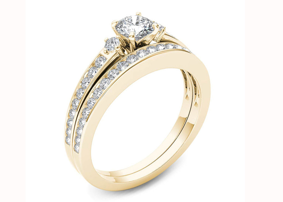 Material do ouro de 0.48CT Moissanite Diamond Engagement Wedding Rings 18K
