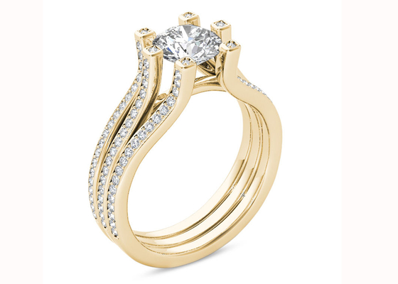 Peso do total do ouro amarelo 126PCS Diamond Engagement Wedding Rings 1.26CT