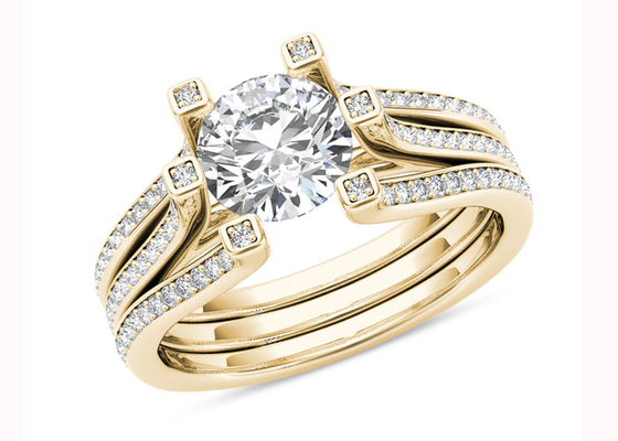 Peso do total do ouro amarelo 126PCS Diamond Engagement Wedding Rings 1.26CT